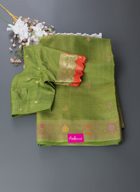 Green Linen Tissue Saree
