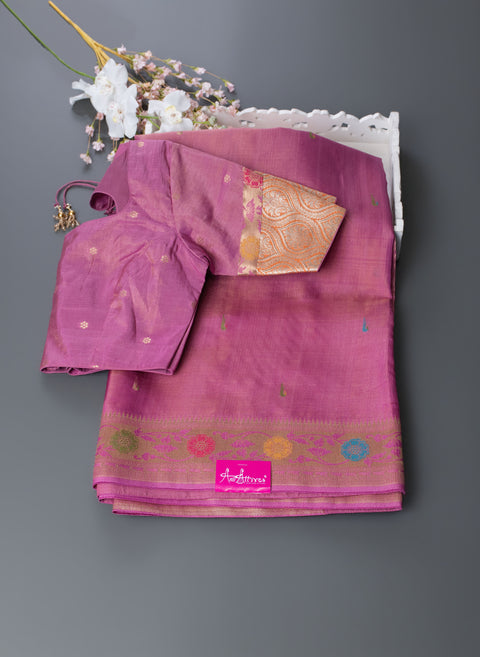 Lavender Linen Tissue Saree