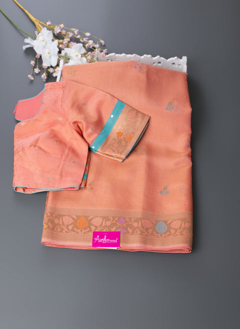 Peach Linen Tissue Saree