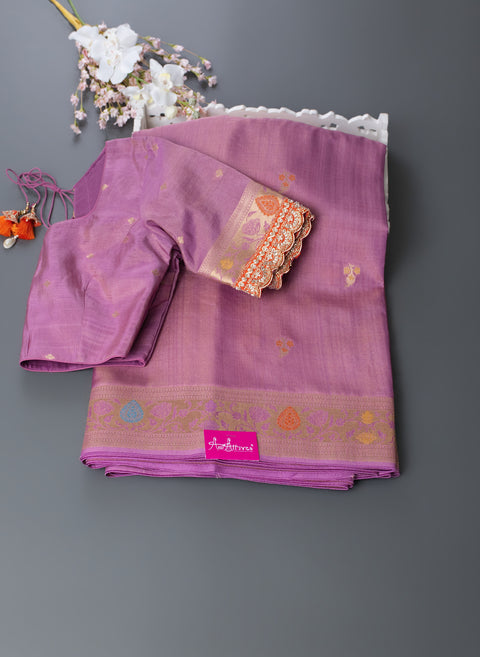 Pink Linen Tissue Saree