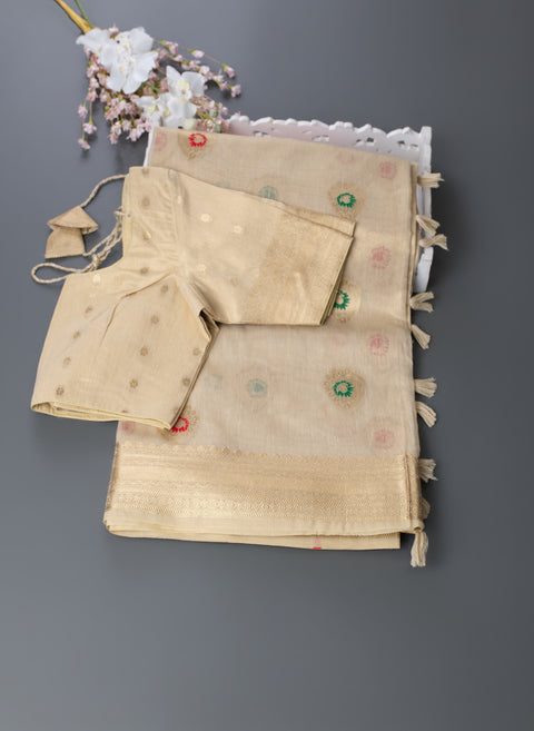 Cream Tissue Saree