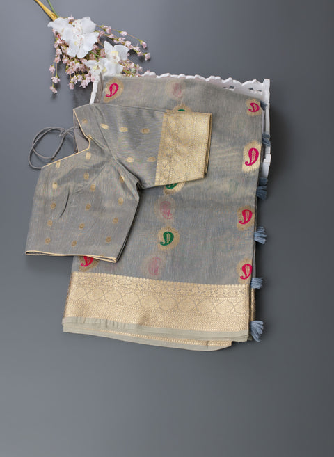 Grey Tissue Saree