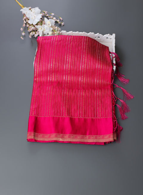 Rani Pink Semi Silk Saree