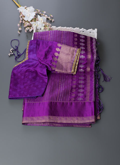 Violet Semi Silk Saree