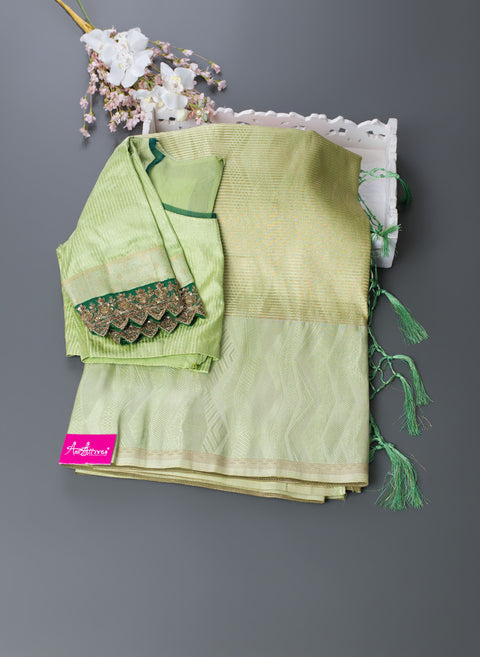 Light Green Semi Silk Saree