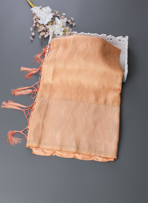 Light Orange Semi Silk Saree