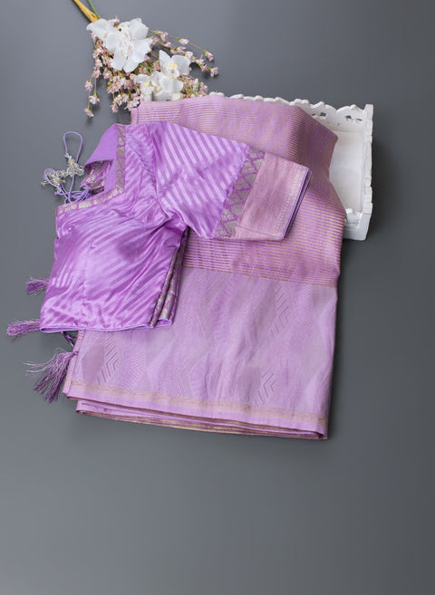 Lavender Semi Silk Saree