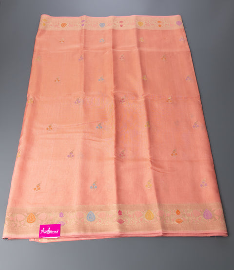 Peach Linen Tissue Saree
