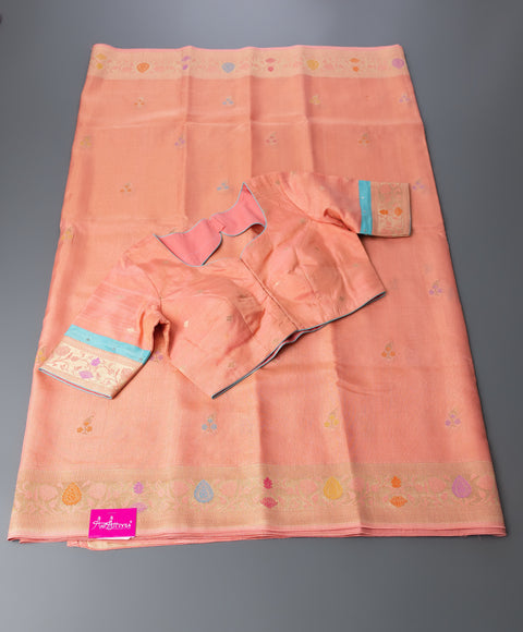 Peach Linen Tissue Saree