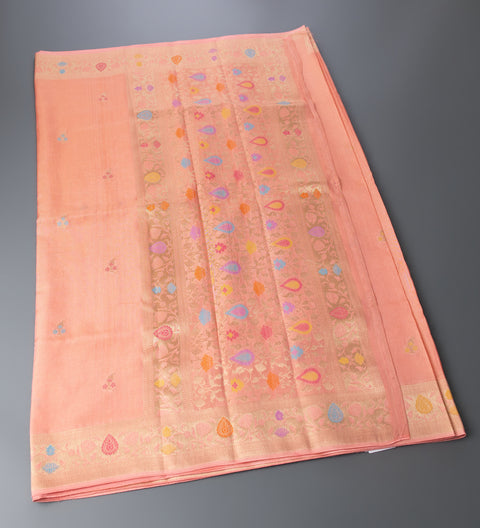 Peach Linen Tissue Saree
