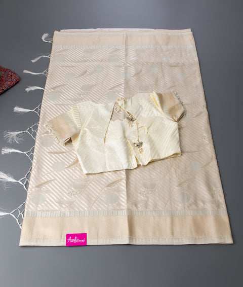 Off White Semi Silk Saree