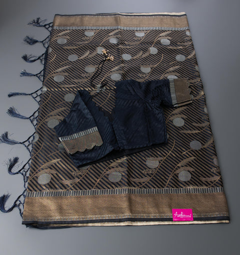 Black Semi Silk Saree
