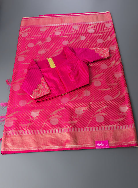 Pink Semi Silk Saree
