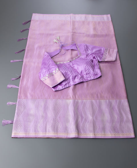 Lavender Semi Silk Saree