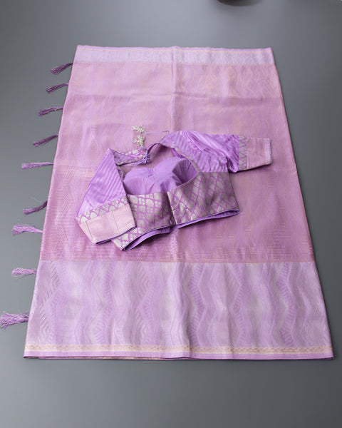 Lavender Semi Silk Saree