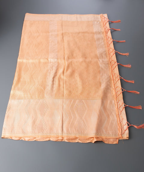 Light Orange Semi Silk Saree