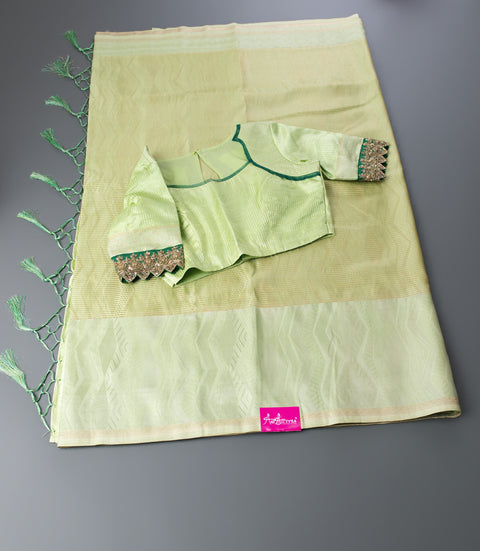 Light Green Semi Silk Saree