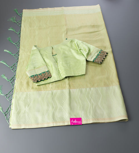 Light Green Semi Silk Saree