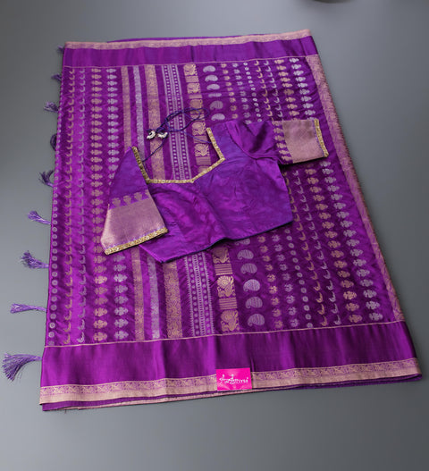 Violet Semi Silk Saree