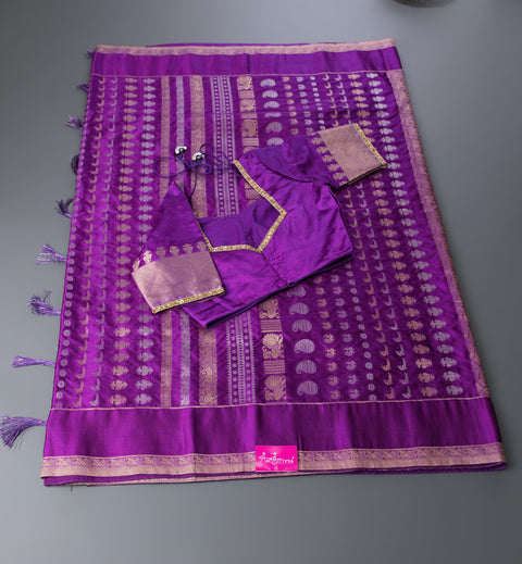 Violet Semi Silk Saree