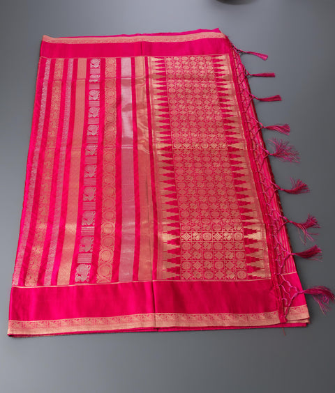 Rani Pink Semi Silk Saree
