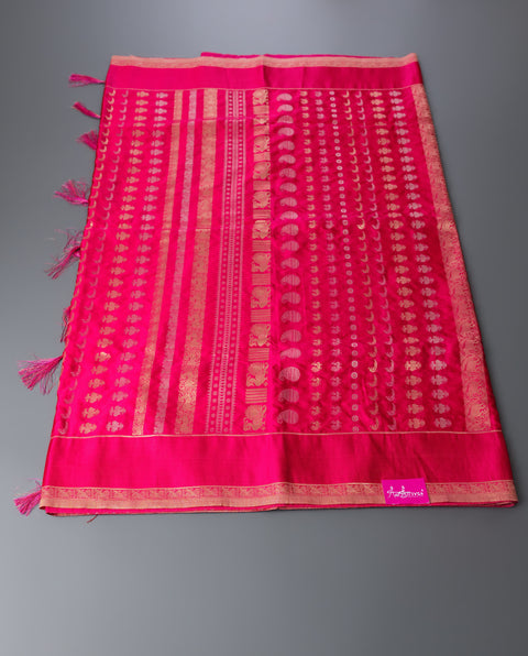 Rani Pink Semi Silk Saree