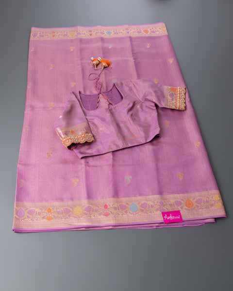 Pink Linen Tissue Saree