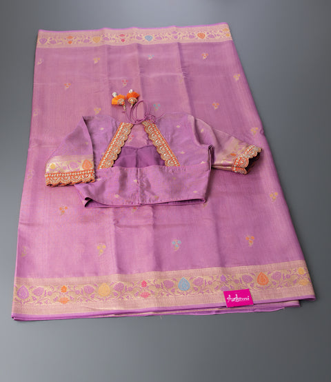 Pink Linen Tissue Saree