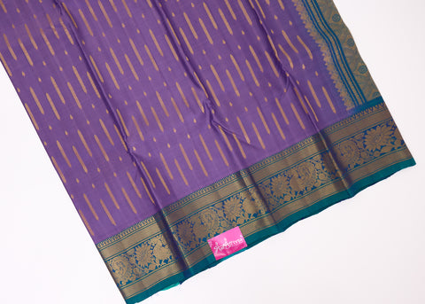 Lavender & Sea Green Border Kanchipattu Saree