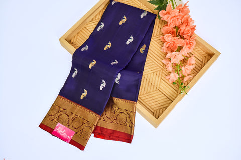Violet & Maroon Border Kanchipattu Saree