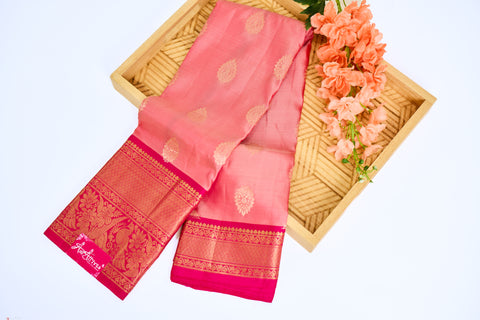 Baby Pink & Rani Pink Border Kanchipattu Saree