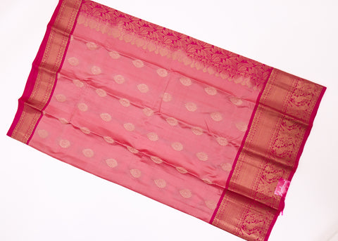 Baby Pink & Rani Pink Border Kanchipattu Saree