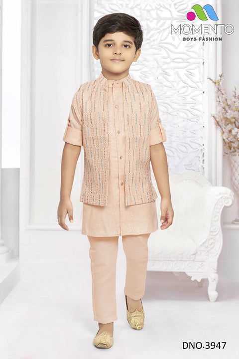Peach boys Kurta Set