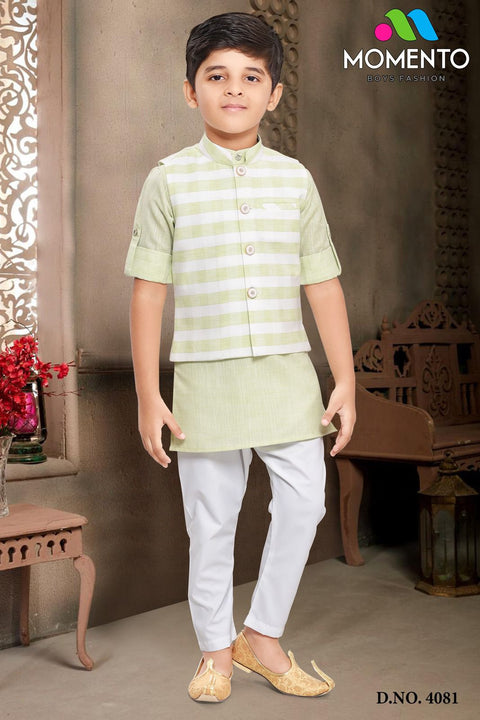 Green stripes boys Kurta Set