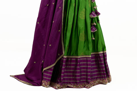 Green and Purple Kanjivaram Half Saree