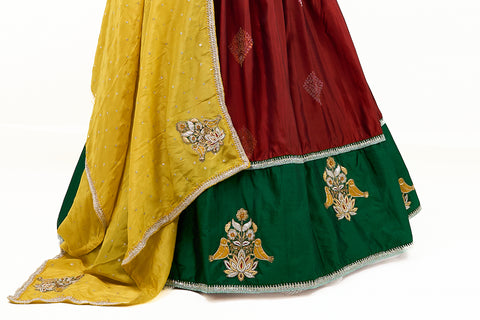 Red and Green Kanjivaram Half Saree