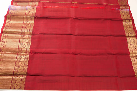 Rich Crimson Red with Antique Gold Zari accents Kanchipattu Saree