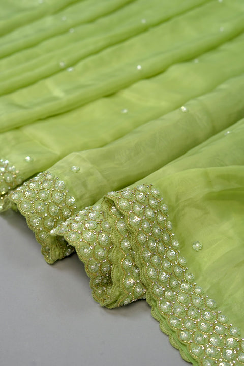 Pista Green Soft Organza Cocktail saree