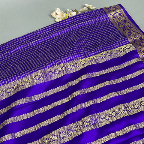 Mysore Silk Saree- Purple (Attached Blouse Material)