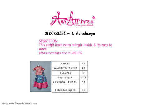 Blue and Pink Patola print Kids Lehengas
