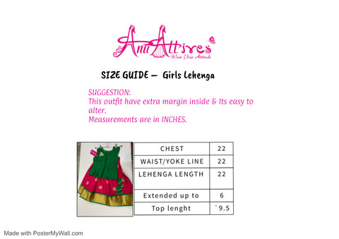 Pink and Green Silk Kids Lehangas