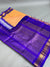 Gadwal Saree- Sandal wood color and Purple W/ Gold and white thread Zari (Attached Blouse Material)