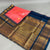 Gadwal Saree-Peach and Navy-blue W/ Gold Zari (Attached Blouse Material)