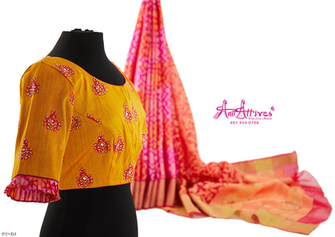 Pink Banarasi Saree In Georgette With Weaved geometricJaal With Designer Blouse