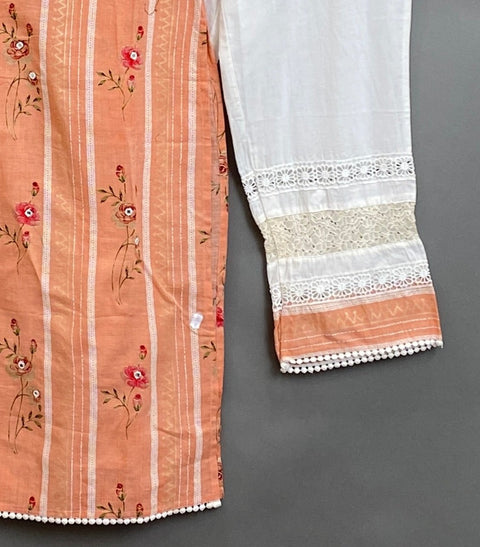 Peach and white Kurta & Pant Set