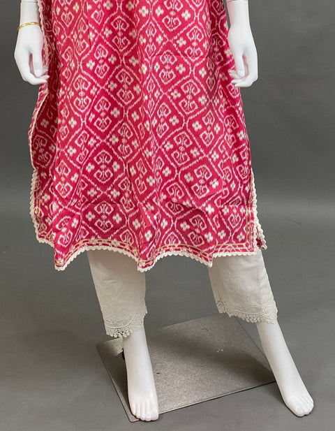 Pink and White Kaftan Kurta & Pant Set