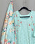Turquoise Straight Kurti With Floral Dupatta