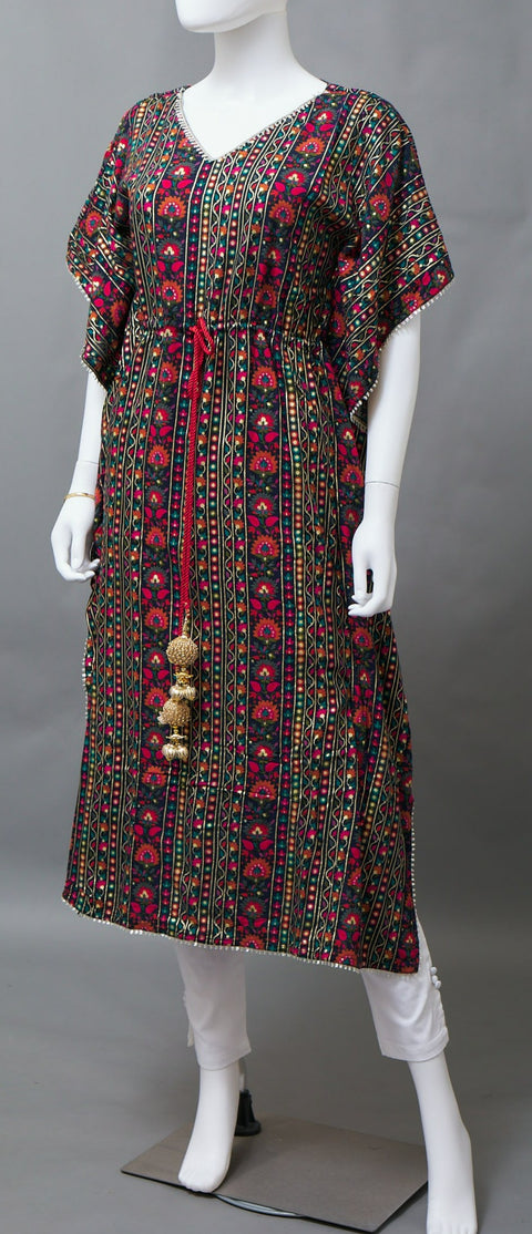 Navy Blue Kaftan Straight Kurti