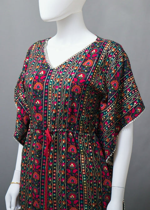 Navy Blue Kaftan Straight Kurti