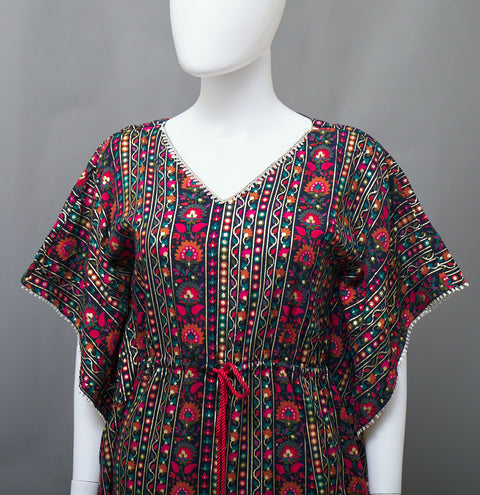 Navy Blue Kaftan Straight Kurti